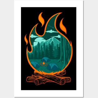 Campfire Adventure Camping Posters and Art